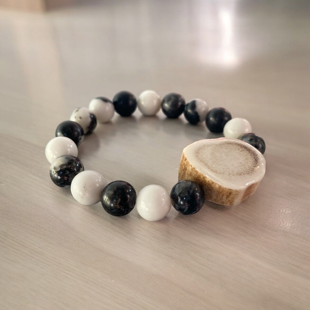 Birch and Tine Antler Bead Bracelet size Small